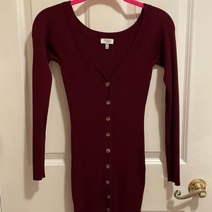 Tobi Ventura Bodycon Sweater Dress in Wine